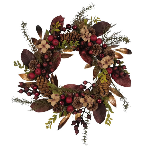 24" Berries And Pinecone Wreath