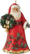 Jolly Santa Holding Wreath Ornament