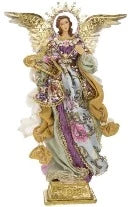 Tapestry Angel With Harp Figurine