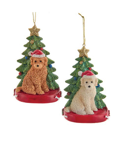 Assorted Dog & Tree Ornament: Labradoodle Ornament, INDIVIDUALLY SOLD
