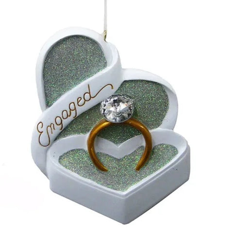 Engagement Ring In Heart Box Ornament