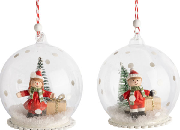 Assorted Christmas Characters In Dome Ornament, INDIVIDUALLY SOLD