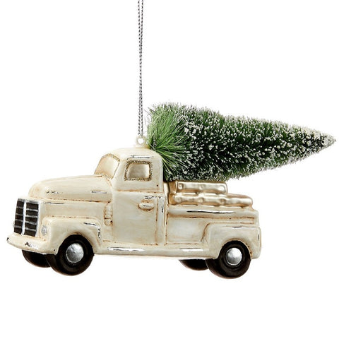 White Truck With Tree Ornament
