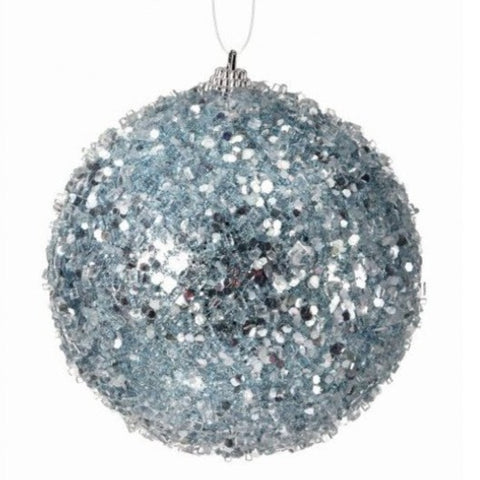 6" Large Blue Iced Sequin Ball