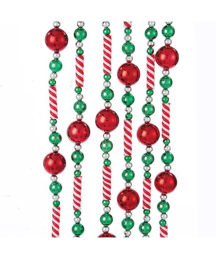 8' Candy Striped Beaded Garland