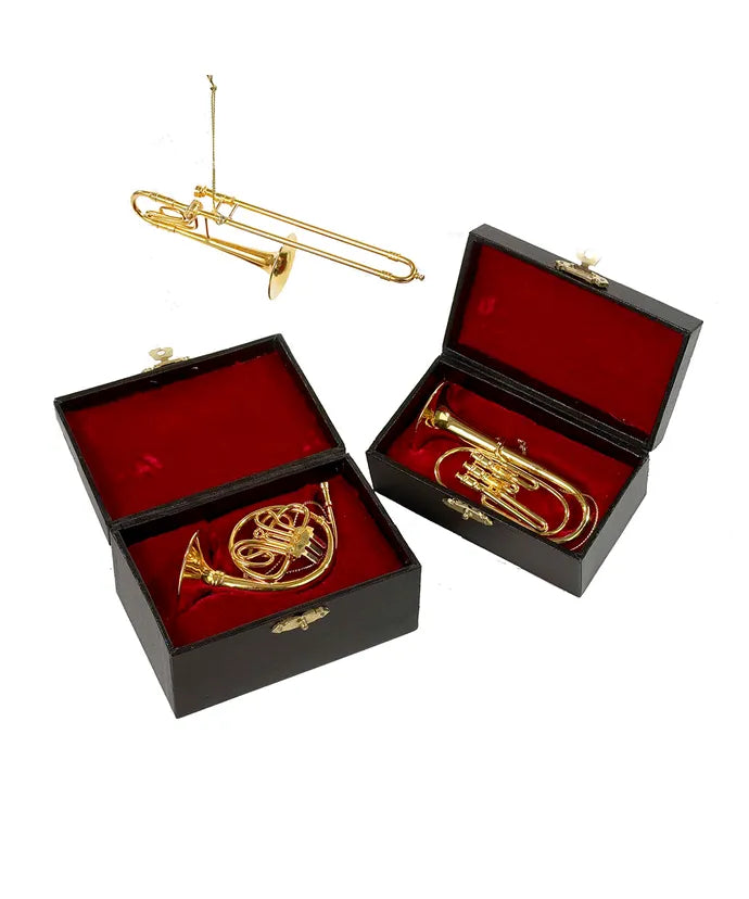 Assorted Wind Instrument With Case Ornament, INDIVIDUALLY SOLD