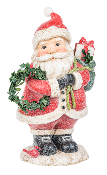 Santa With Wreath Figurine