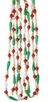 9' Red, Green And White Beaded Garland