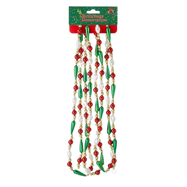 9' Red, Green And White Beaded Garland