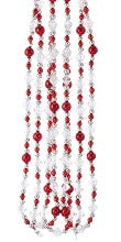 9' Silver And Red Beaded Garland