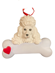 Poodle With Bone Ornament