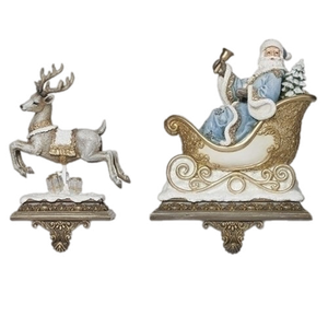 Santa And Reindeer Stocking Holder Set Of 2