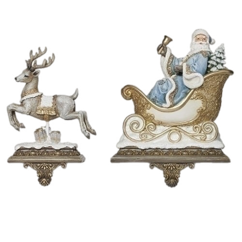 Santa And Reindeer Stocking Holder Set Of 2