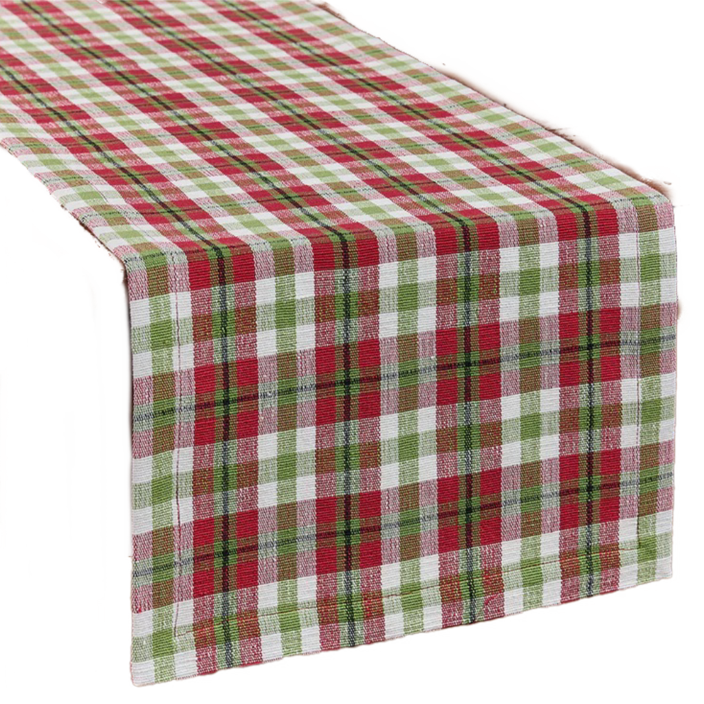 Checkered Red And Green Table Runner