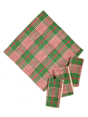April Cornell Holly Plaid Green Napkin, INDIVIDUALLY SOLD