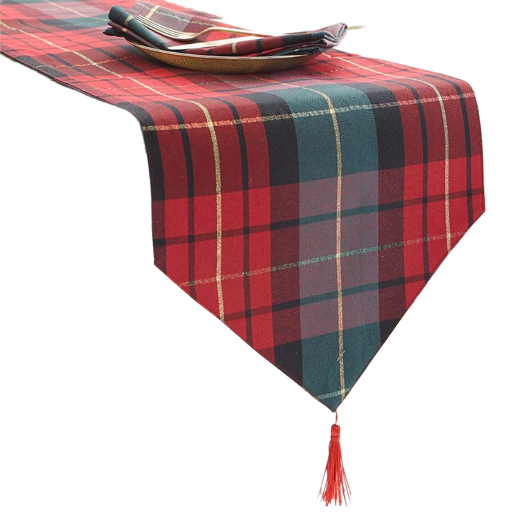 Checkered Red And Green Table Runner