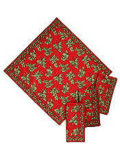 April Cornell Red Holly Linen Napkin, INDIVIDUALLY SOLD