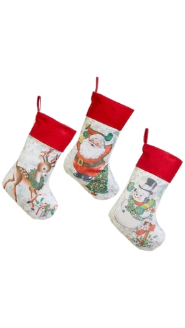 Assorted 18" Retro Stocking, INDIVIDUALLY SOLD
