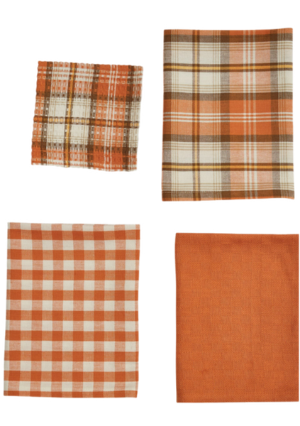 Orange Tea Towel And Dish Cloth Set Of 4