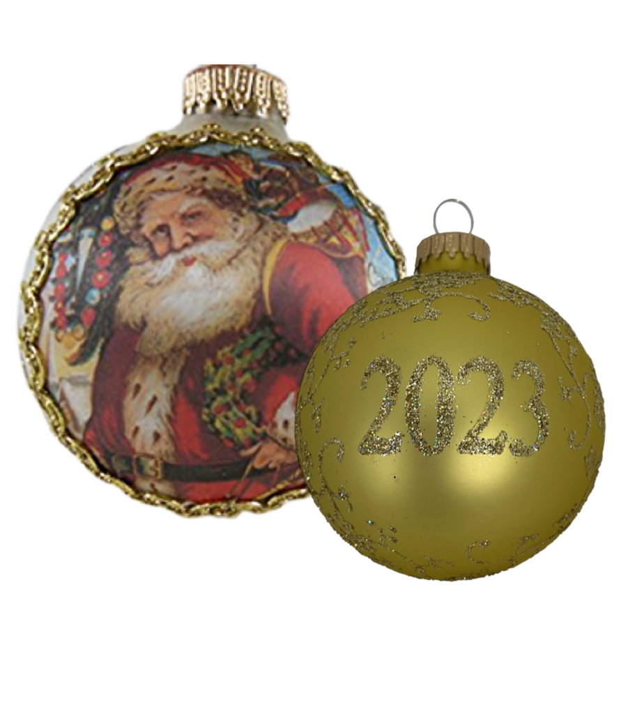 Dated 2023 Santa With Wreath Ball