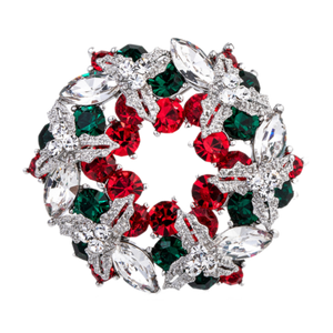 Red And Green Wreath Brooch