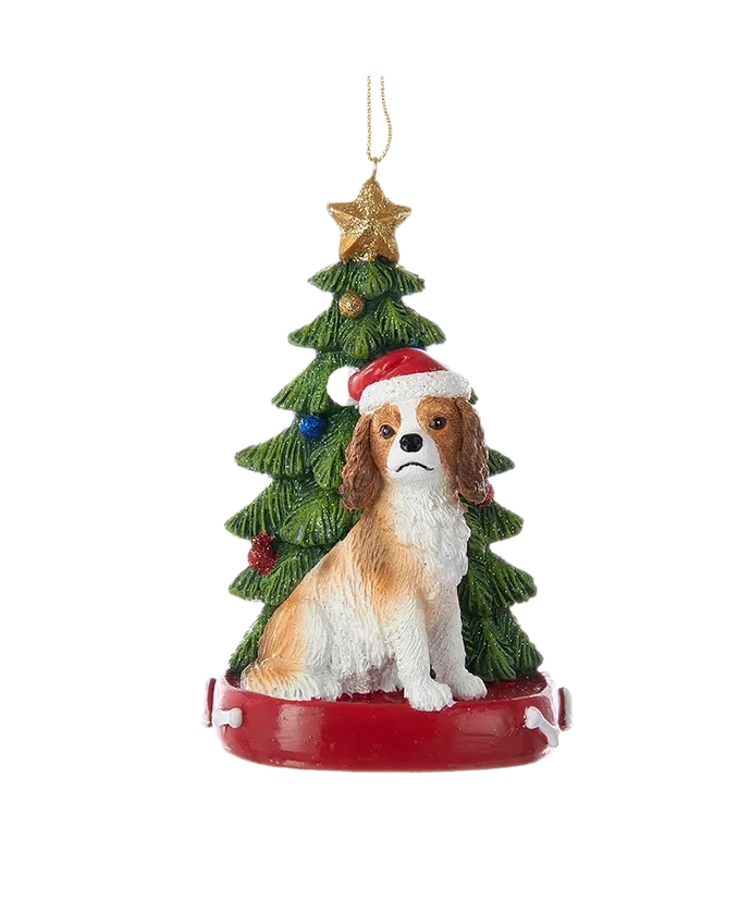 Dog & Tree Ornament: King Charles Cavalier