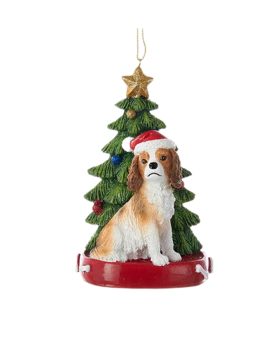 Dog & Tree Ornament: King Charles Cavalier