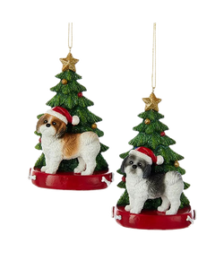 Dog & Tree Ornament: Shih-tzu, INDIVIDUALLY SOLD