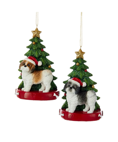 Dog & Tree Ornament: Shih-tzu, INDIVIDUALLY SOLD