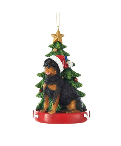 Dog & Tree Ornament: Rottweiler