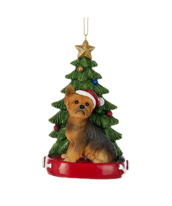 Dog & Tree Ornament: Yorkshire Terrier