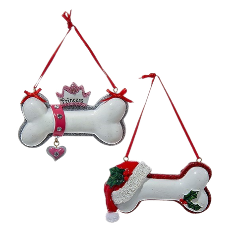 Assorted Dog Bone Ornament, INDIVIDUALLY SOLD