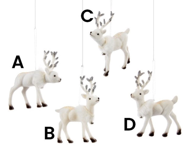 Assorted White Reindeer Ornament, INDIVIDUALLY SOLD