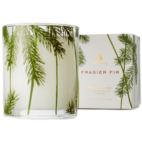 FRASIER FIR: Pine Needle Design Glass Candle