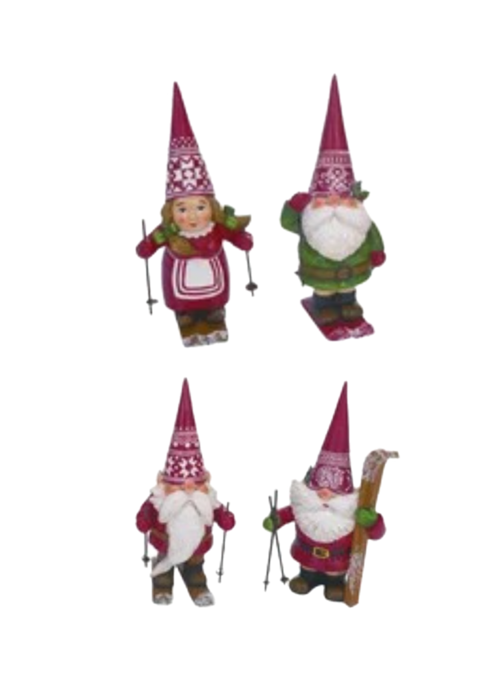 Assorted Santa Gnome Skiing Figurine, INDIVIDUALLY SOLD