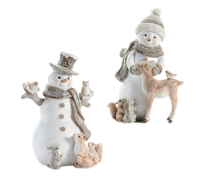 Assorted Snowman With Woodland Animals Figurine, INDIVIDUALLY SOLD