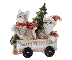 Cats In Wagon Figurine