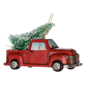 Red Truck With Tree Ornament