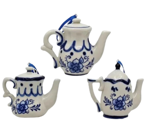 Assorted Delft Teapot Ornament, INDIVIDUALLY SOLD
