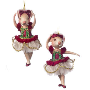 Assorted Red Mouse Ballerina Ornament, INDIVIDUALLY SOLD