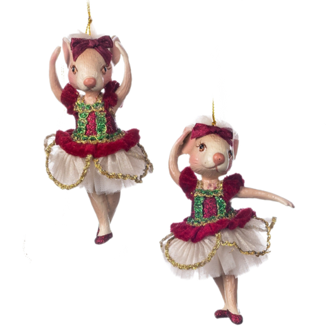 Assorted Red Mouse Ballerina Ornament, INDIVIDUALLY SOLD