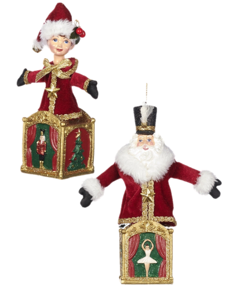 Assorted Jack In The Box Ornament, INDIVIDUALLY SOLD