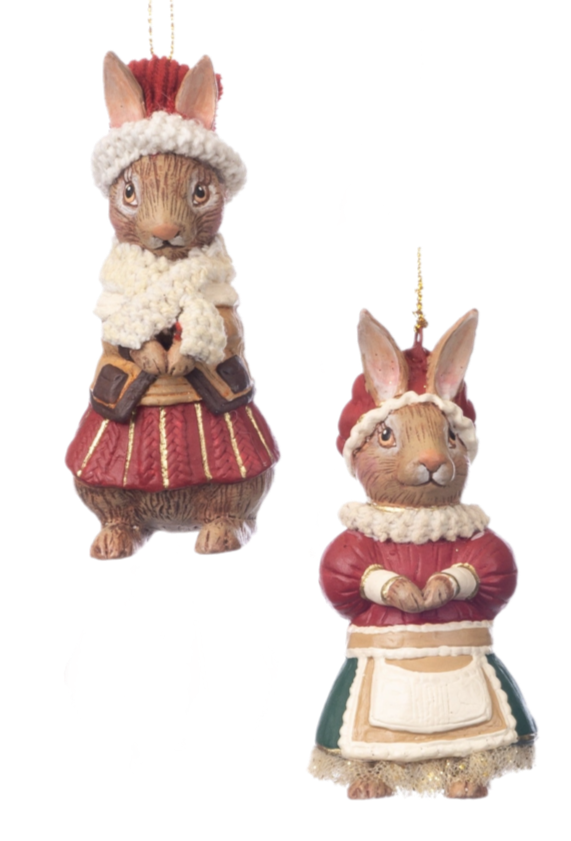 Assorted Rabbit In Apron Ornament, INDIVIDUALLY SOLD