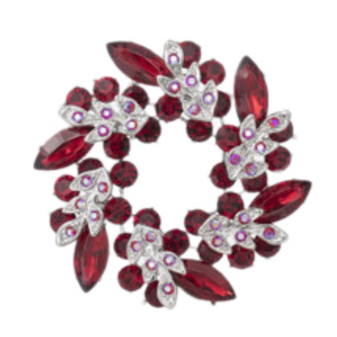 Burgundy Wreath Brooch