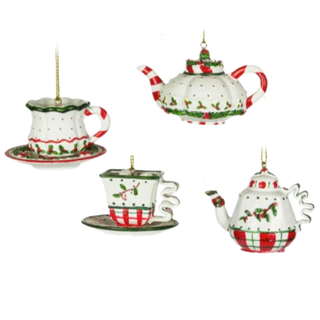 Assorted Teacup And Teapot Ornament, INDIVIDUALLY SOLD