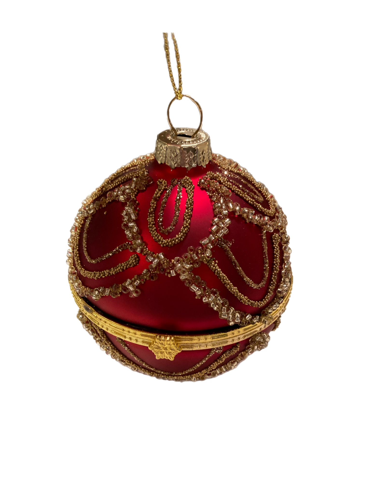 Red Swag Hinged Ball Ornament