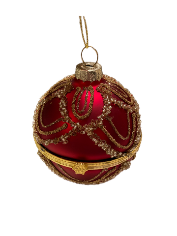 Red Swag Hinged Ball Ornament