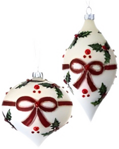 Assorted Holly And Bow Ball, INDIVIDUALLY SOLD