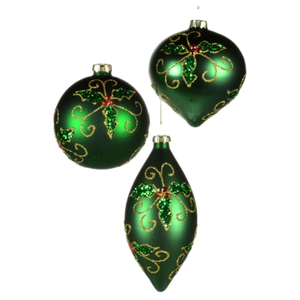 Assorted Green Holly Ball, INDIVIDUALLY SOLD