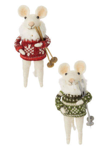 Assorted Skiing Mouse Ornament, INDIVIDUALLY SOLD
